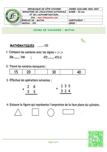 FICHE 3 MATHS CP2 BY TEHUA