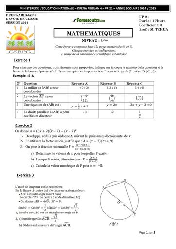DEVOIR DE MATHS NIVEAU 3ième DU TRIMESTRE 3 ( AVRIL 2025) by TEHUA