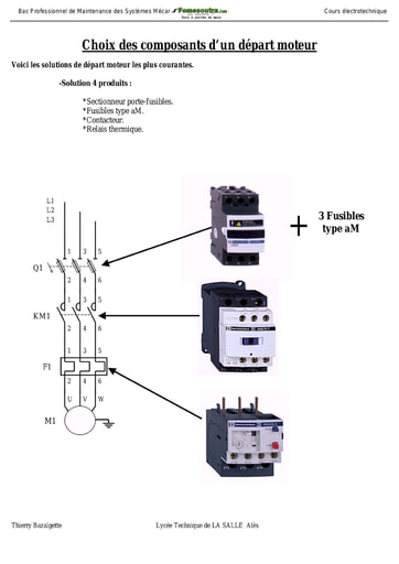 cours sur le choix des composants de départ moteur