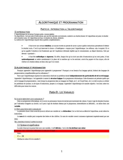 Algorithmique & programmation by Tehua