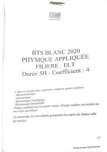 SUJET BTS blanc 2020 CME PA FILIERE EFT PHYSIQUE APPLIQUJEE BY TEHUA