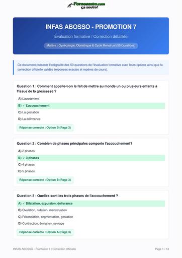 INFAS Correction Devoir Gyneco Obstetrique BY TEHUA