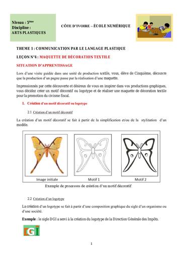 AP 5ème L4 Maquette de décoration textile