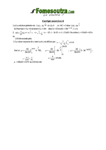 Corrigé TP 6 Equations différentielles 1er ordre - niveau Terminale Scientifique