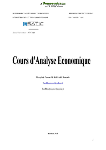 Cours d'analyse économique