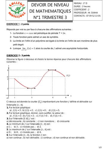 DEVOIR DE NIVEAU DE MATHEMATIQUES 1 1ere D2 AVRIL 2023 DJAHASHIKAN