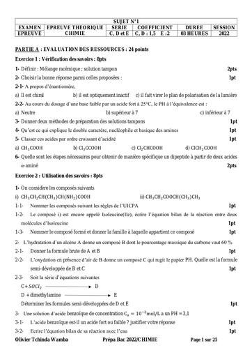 Prépa Bac 2022 Chimie théorique