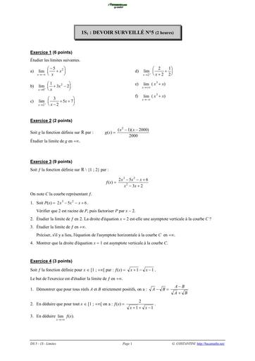 DEVOIR DE MATHS NIVEAU Tle D BY TEHUA