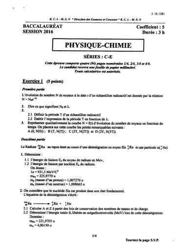 Bac c physique 2016