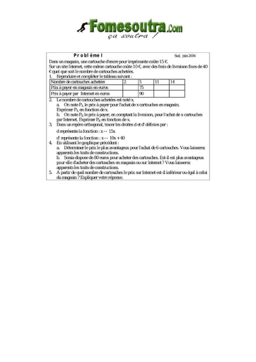 TP 1 Fonction linéaire et affine maths 3eme