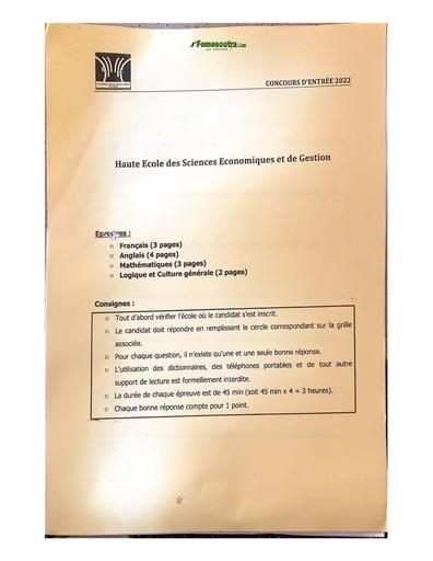 DOCUMENT DU CONCOURS D'ENTRÉE 2022 à HESEG by TEHUA