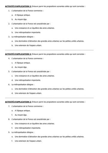 HISTOIRE GEOGRAPHIE 1ière EXERCICE D'APPLICATION 2 BY TEHUA