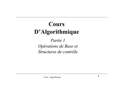 Cours d'algorithmes Part 1 by Tehua