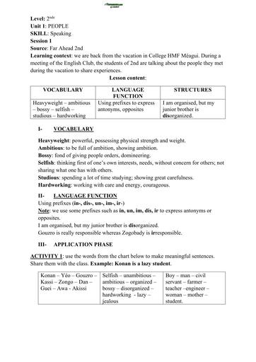 Cours d'ANGLAIS 2nde by TEHUA