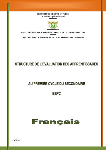 Les formats d’évaluation des apprentissages en Français de la Sixième à la Troisième (BEPC)