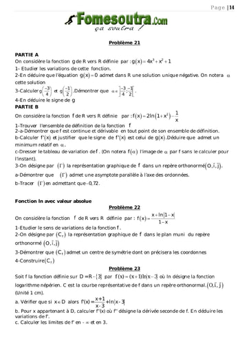 TP 5 étude de fonctions maths niveau Terminale D