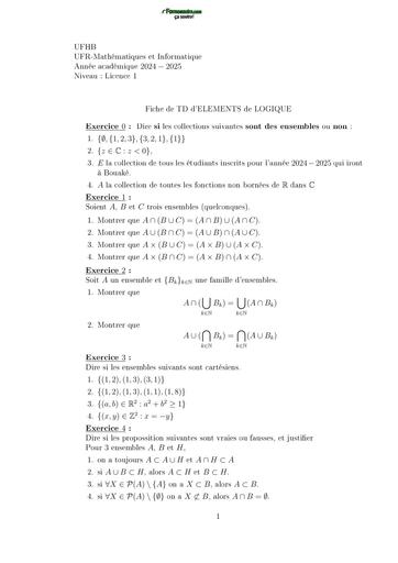 LICENCE MATHS INFO TD 24 25 ÉLÉMENTS DE LOGIQUE by TEHUA