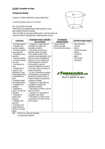 Pyramides et cônes - Guide pédagogique Maths 3ème