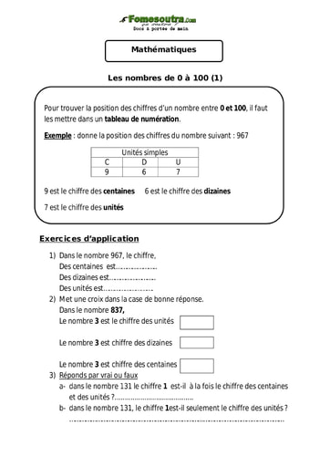 Les nombres de 0 à 100 (1)