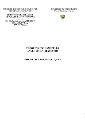 PROGRESSIONS ANNUELLES 2023 2024 ARTS PLASTIQUES DPFC