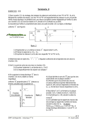 Interrogation (36) de Physique niveau Terminale D