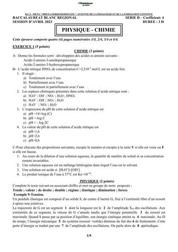 BAC BLANC 2023 PC SERIE D SUJET DRENA FERKE BY TEHUA