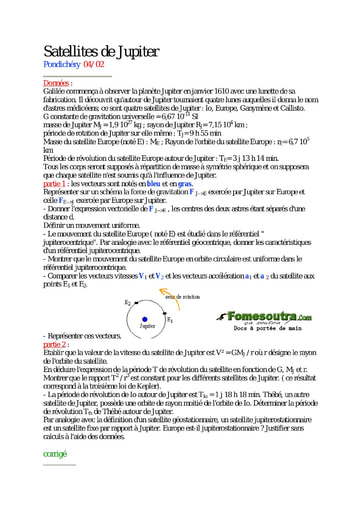 Sujet corrigé (8) de Physique portant sur l'interaction gravitationnelle Terminale C et E