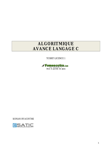 Algorithmique avancé langage C (4) - Cours Licence SRIT - ESATIC