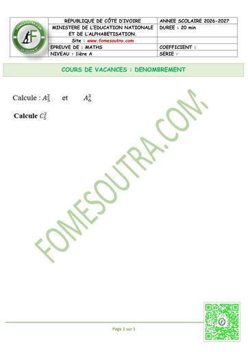 FICHE 3 MATHS 1ière A DENOMBREMENT by TEHUA