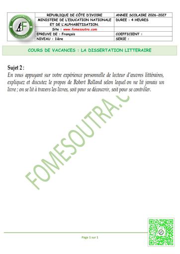 FICHE 2 Français LA DISSERTATION LITTERAIRE by TEHUA