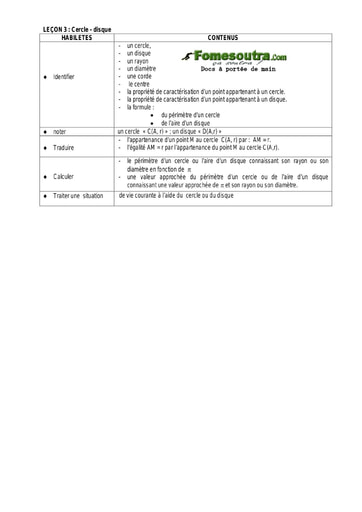 Cercle - disque (2) - Guide pédagogique Maths 6ème