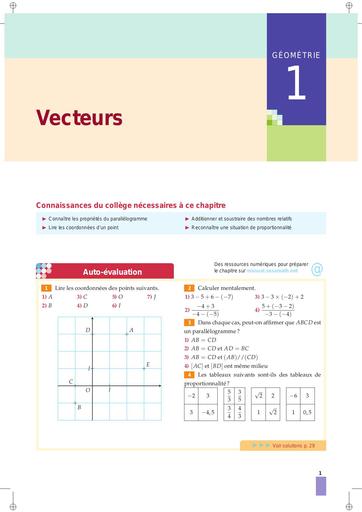 Vecteurs pour la seconde C