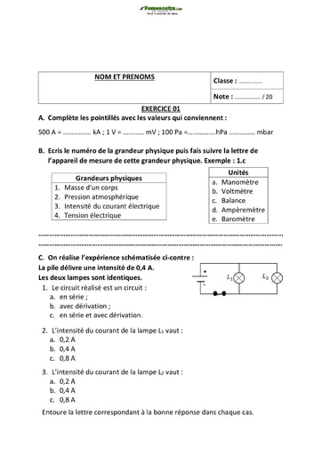 Devoir thème 2 mesure de grandeurs physiques 2021-2022