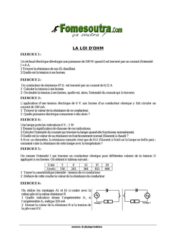 TP de physique sur la loi d'Ohm niveau 3eme