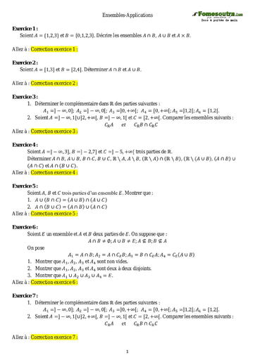 Sujets corrigés Ensembles et Applications - Maths sup