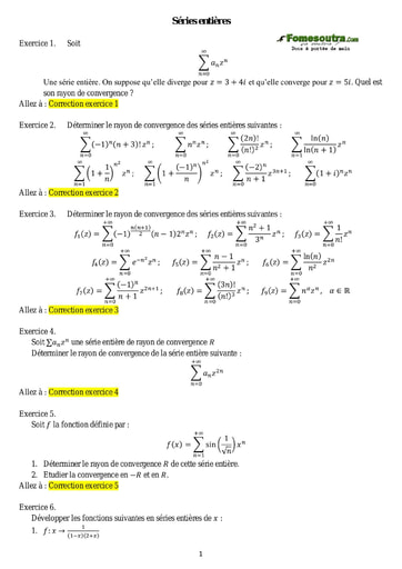 Sujets corrigés Séries entières