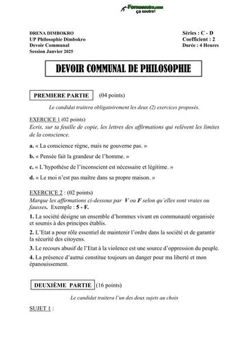 DEVOIR COMMUNAL DE PHILO Tle C&D DRENA DIMBOKRO by TEHUA