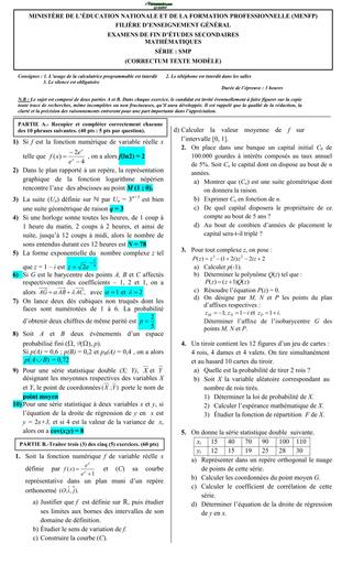 SUJET Math (SPM) CORRIGE BY TEHUA