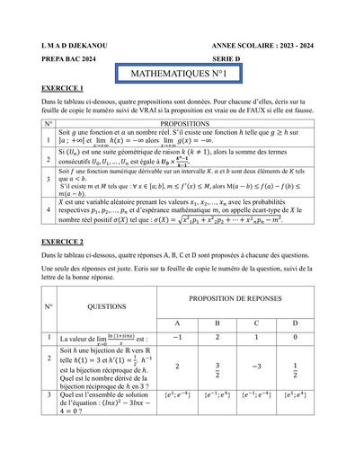 L M A D D PREPA BAC 2024 Maths série D by Tehua
