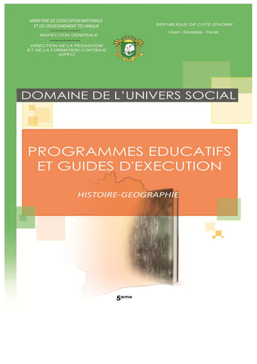 Programmes éducatifs et guides d’exécution Histoire-Géographie 5eme
