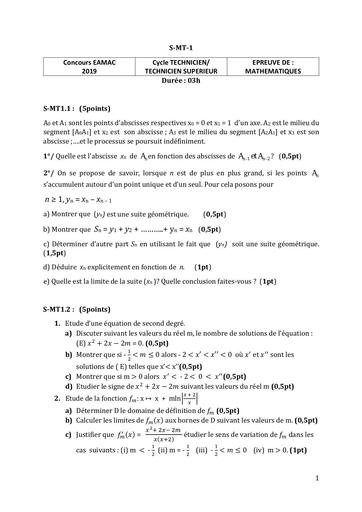 Maths technicien technicien EAMAC sup 2019 by Tehua