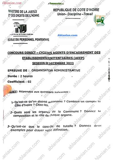 INFJ BEPC INFJ 2022 ORGANISATION ADMINISTRATIVE AEEP BY TEHUA