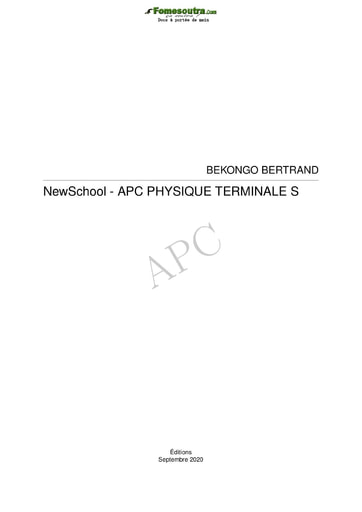 APC Physique Terminale C, D