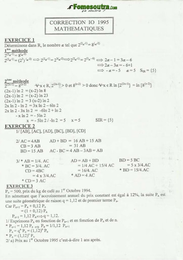 Corrigé de Maths CAFOP 1995