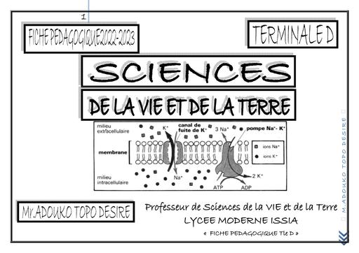 Fiche pédagogique SVT Tle D 2022 2023 by Tehua