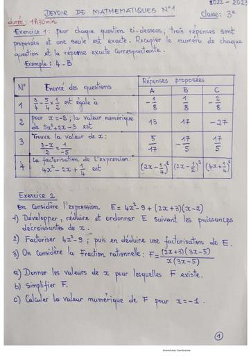 Devoir N°1 maths (3ieme) By Tehua.pdf