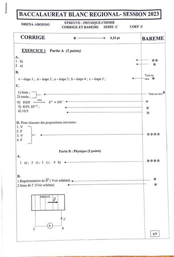 Corrigé BAC BLANC Regional serie C drena Bassam PC by Tehua