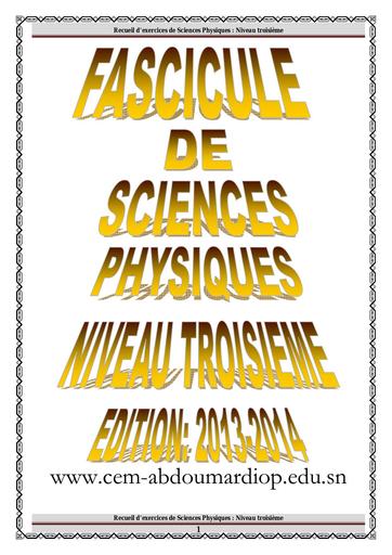 Fascicule de PC 3eme BEYE