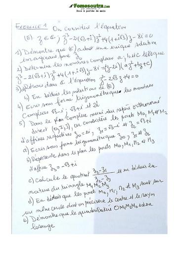Sujet de Mathématiques Terminale D Lycée Classique 2022
