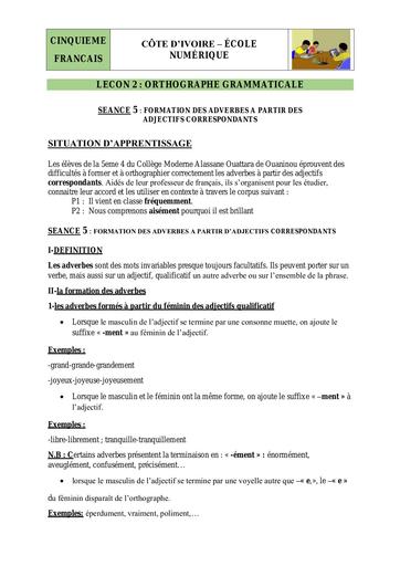5 Orthographe grammaticale 5ème L2 S5 (2)